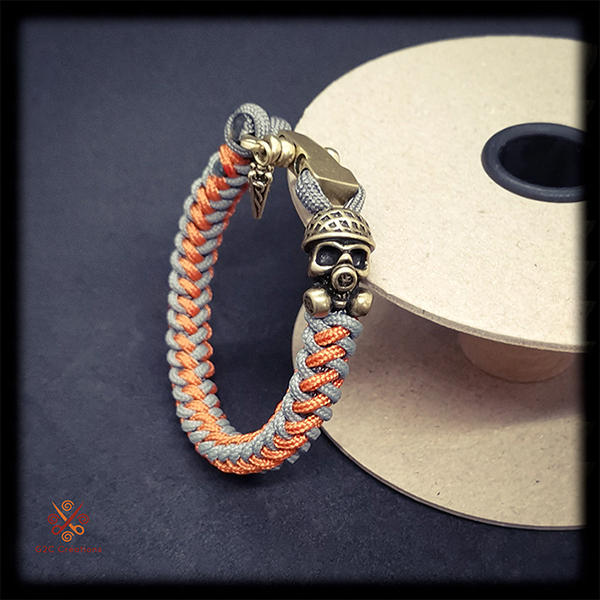 Bracelet paracorde gris et orange